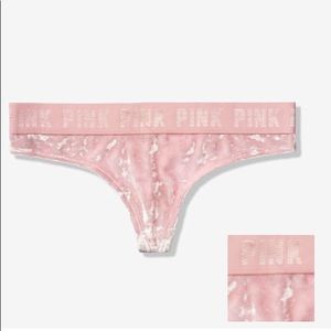 🆕 Victoria's Secret/PINK Baby Pink Velvet Logo Thong